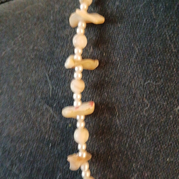 Vintage Mother of Pearl Nugget & Pearl Strand Necklace 24" ~ Beach Wedding - Picture 5 of 8